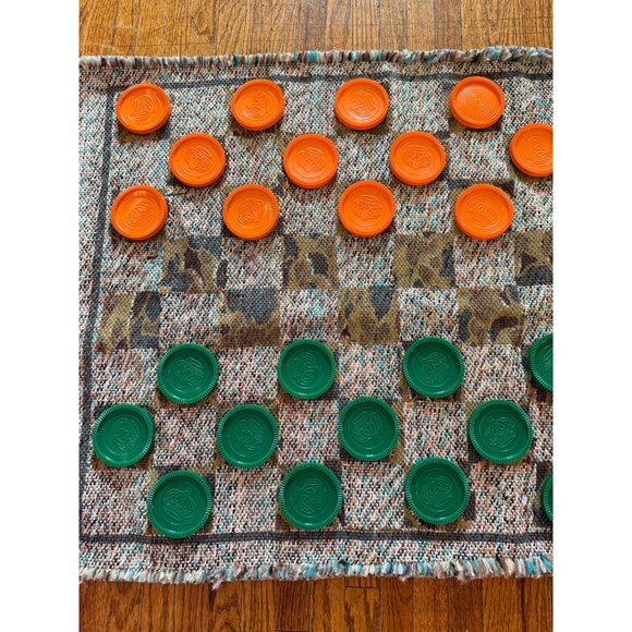 Vintage Rug/mat Camping Traveling Large Checker Family Game Set - Picture 3 of 9